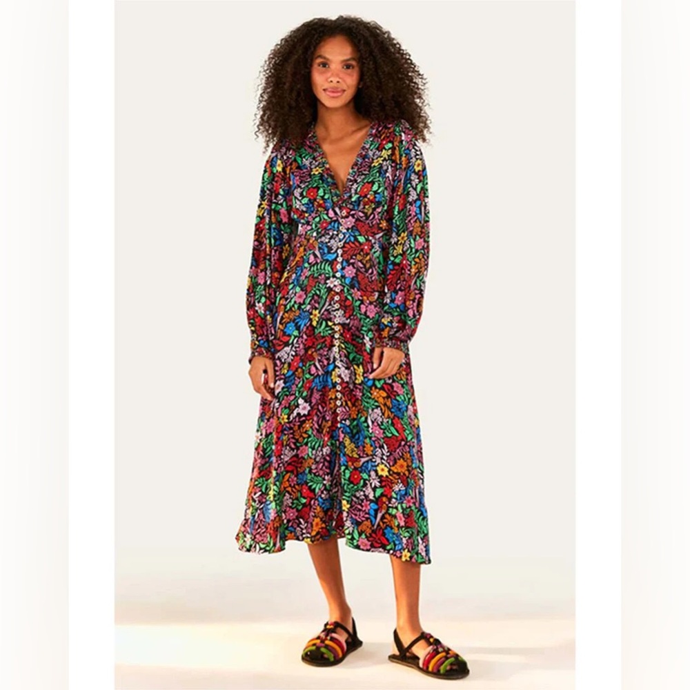 Farm Rio Tropical Garden Lenzing™ Ecovero™ Viscose Midi Dress - Size M